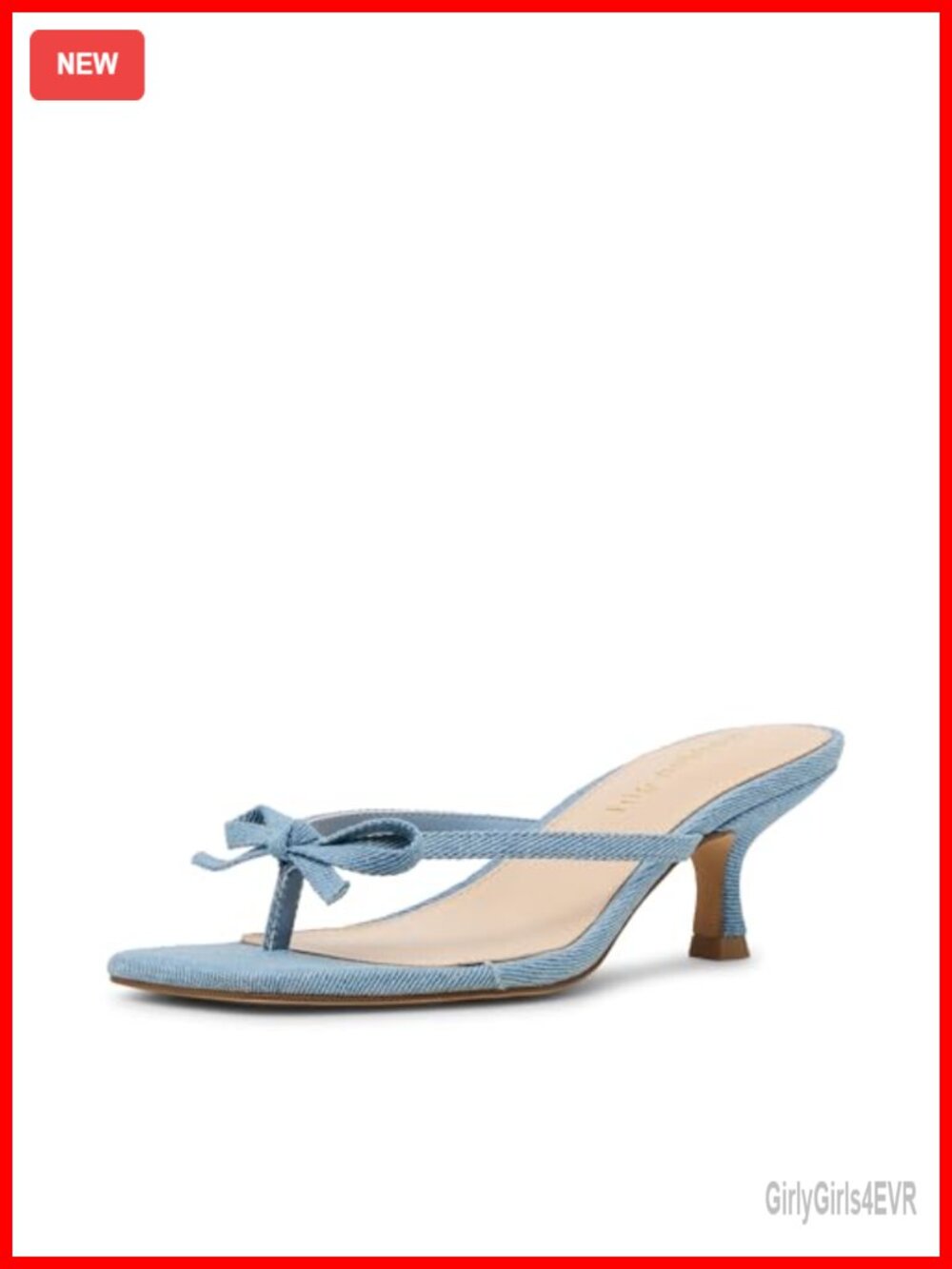 Kitten Heel Square Toe Slip-On Sandal